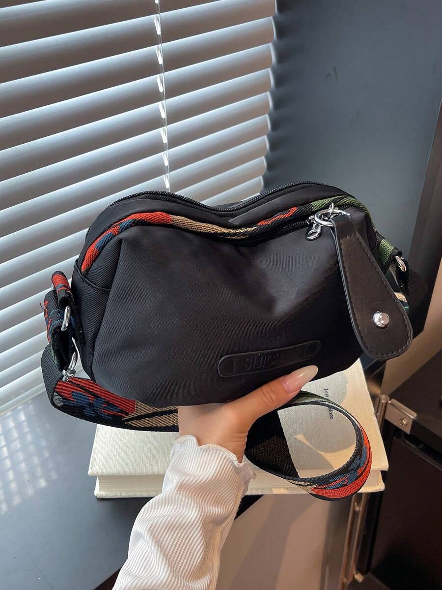 1pc Floral Decor Multi-Purpose Small Crossbody Shoulder Bag, Suitable For Outing, Travel, Vacation, Shopping - Black - View 1
