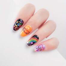 Rainbow Pride Day Nail Stickers - Self-Adhesive LGBTQ+ Rights Support Stickers With Vibrant Rainbow Emoticons, LOVE Stick Figures, Joyful Faces & Floral Designs - Glossy Finish PET Material For Nails (Single-Use), Nail Stickers For Nails, Festive Manicure, Playful Motifs, Easy Apply - 彩色 - 查看 4