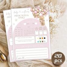 20 件法式预测宝宝熊 - 有趣的性别揭示游戏与问题 - 带有熊和幼崽的糕点设计 - 带有签名空间的法式卡片 - 送给准父母的珍贵纪念品 - 彩色 - 查看 12