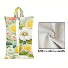1pc/2pcs/4pcs Lemon & Floral Pattern Printed Linen Paper Towel Holder - Rectangular Polyester Fabric Tissue Box With Hanging Rope, Suitable For Living Room, Bedroom, Bathroom And Car, Fashionable Home Decor Accessory, Elegant Pattern, Durable Structure, Functional Storage - Multicolor - View 12