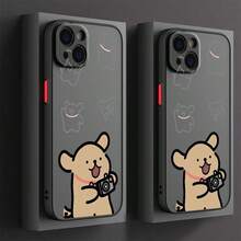 Una funda de teléfono mate con un diseño de caricatura de perro lindo, adecuada para 16, 15 Pro, 14 Plus, 13, 12, 11, 11 Pro, 12 Pro, 13 Pro, 14 Pro, 15 Pro y 16 Pro.Esta funda protectora de silicona de alta calidad ofrece - Colores mixtos - Ver 3