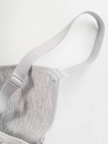 3pcs Solid Color Minimalist Comfortable Breathable Lightweight Wireless Bra, Cotton Adjustable Strap