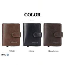 RFID Solid Color Men's Wallet, Vintage Style Clutch Purse, Coin Pouch, Large Capacity Card Holder