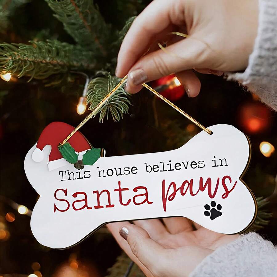 1pc 2D Santa Claws Dog Bone Shaped Wooden Christmas Doorhanger - Reinforced Wooden Wall Hanging Plaque Suitable For Winter Holiday Home And Party Decor, Great For Room Decoration Halloween Decor Christmas Decoration Thanksgiving Wedding Home Decor Home Decor Fall Decor Autumn Decor Birthday Decorations For Gifts Party Supplies Indoor Outdoor Garden Holiday Festival Decor Wall Decor Halloween Ornaments Christmas Decoration XMAS Decor Christmas Tree Gift Decor Thanksgiving Wedding Home Decor Home Decor Fall Decor Autumn Decor Birthday Decorations For Gifts Party Supplies Indoor Outdoor Garden Holiday Festival Decor Halloween Decor Wall Decor Halloween Ornaments