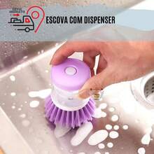 2-In-1 Kitchen Cleaning Brush With Liquid Soap Dispenser Dishwasher Brushes Tools - 彩色 - 查看 3