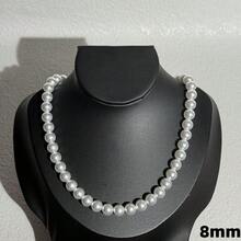 1/2pcs 2-10mm Silver Minimalist Metal & Pearl Beaded Necklace Set, Suitable For Balls, Birthdays, Parties, Formal Occasions, And Daily Wear For Men - Silver - View 18