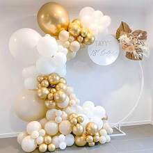 60 Pcs 12 Inch  Blue And Silver Balloons Light Blue White Latex Balloons With Chrome Metallic Silver Party Balloons For   Shower Bridal Baptism Winter Birthday Party Decorations-853880 - 金白 - 查看 6