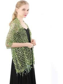 Women's Long Sequin Shawls 1920s Scarf Mesh Glittering Wedding Cape Fringed Evening Wrap Formal Harlem Night - 藍色 - 查看 8