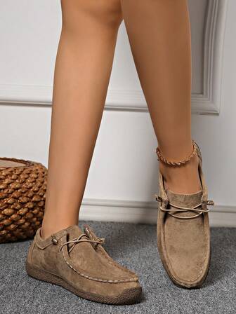 2025 Summer New European And American Round Toe Flat Metal Buckle Casual Loafers, Autumn New Flat Casual Shoes, Slip-On Comfortable Loafers For Women