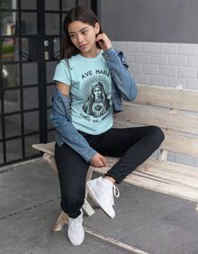 Our Lady Shirt 100% Cotton New Full - 淺藍色 - 查看 3