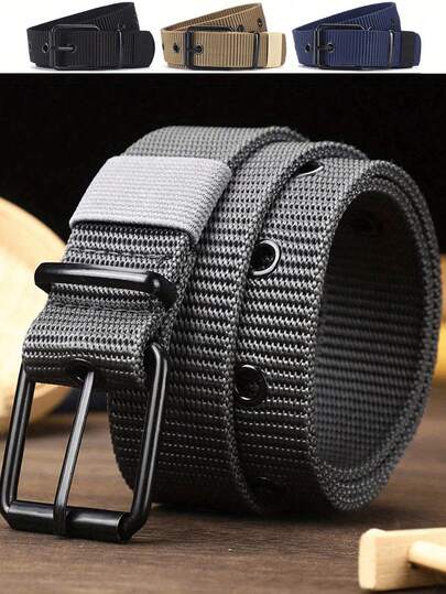 1pc Men's Nylon Breathable Canvas Belt With Tactical Military Buckle, Suitable For Teen Summer Casual Outdoor Athletic Or Vacation Travel Or Graduation Gifts Or Birthday Dress Accessories Or Daily Wear School