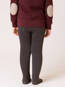 1pc Children's Thick Ribbed Solid Color Tights, Thermal Lined, Autumn/Winter - Multicolor - View 2