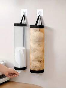 1pc Wall-Mounted Retractable Kitchen Trash Bag Dispenser, Plastic Bag Organizer For Kitchen, Shopping Bags, Foldable Garbage Bag Holder, Shoe Cover Storage Bag, Bedroom Packaging Bag Organizer, Mesh Hanging Kitchen Storage Bag, Suitable For Beach Party, Camping, Room Decor, Kitchen Organizer Accessories, Practical Kitchen Tools (Random Color & Style)