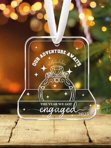 The Year We Got Engaged 2025, Christmas Acrylic Ornament,Bridal Wedding Decorations, Engaged Ring Couple Ornament, Romantic Couple Gifts, Engaged Couples Gifts, Christmas Tree Hanging Ornament,Wedding Home Ornament, Engagement Gifts For Couples 2025, Wedding Decor Newlywed Gift For Couples Home Decor Christmas Decorations Room Decor