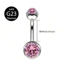 1Pc 14G(1.6mm) G23 Titanium Belly Button Rings Charming Cubic Zirconia Navel Rings Curved Barbell Rings Navel Studs Body Piercing Jewelry For Women Girls (8mm/10mm) - Multicolor - View 23