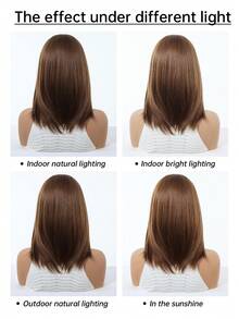 14 英寸优雅长刘海假发 - 深色发根至浅色发梢合成假发，适合女士日常派对、假日旅行、高密度合成耐热假发，适合日常派对、自然性感简约休闲运动学院风角色扮演耐热假发或节日派对日常佩戴、万圣节圣诞节礼物、送给女朋友的礼物、送给女朋友的礼物 - 棕色 - 查看 10