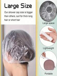 50/100/200 piezas Gorros de ducha de plástico transparente y grueso, de alta calidad, adecuados para mujeres, hoteles, viajes, cuidado profundo del cabello, accesorios de limpieza del cabello