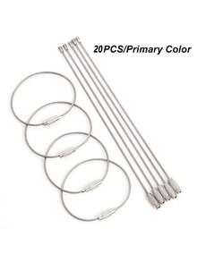 10 件不锈钢线钥匙扣行李标签钥匙圈线圈编织钥匙扣重型行李标签环标签夹旅行背包旅行包行李箱旅行装备返校包学校用品学校配件学校用品