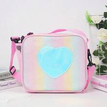 1 PC Laser-Printed Lunch Bag In Rainbow Colors, Suitable For Outdoor Picnics, Bento Boxes, Takeout, And As A Minimalist Shoulder Bag For School Or Work Lunches. Features A Simple Zipper Closure, Detachable Adjustable Shoulder Strap, And Fixed Handles. Ideal Gift Choice.