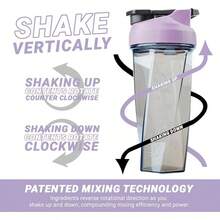 HELIMIX 2.0 Vortex Blender Shaker Bottle Holds Upto 28oz |   No Blending Ball Or Whisk |   USA Made |   Portable Pre Workout Whey Protein Drink Shaker Cup |   Mixes Cocktails Smoothies Shakes |   Top Rack - 紫丁香 - 查看 4
