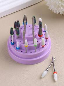 1 pezzo Scatola portaoggetti per punte di levigatura da 48 fori - rosa, bianco, blu, viola, verde, rosso rosa, con coperchio trasparente antipolvere per esporre e conservare forniture per unghie (è inclusa solo la scatola portaoggetti per le punte di levigatura, non sono inclusi altri strumenti)