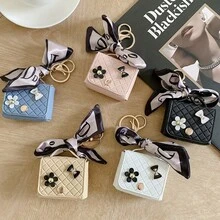 Luxury Handbag Faux Leather Coin Purse Bag Keychain Earphone Case For Airpods 2 3 Pro 2 - trắng - Xem 4