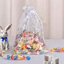 10/50PCSSnowflake Multi-Color Osa Bags, Gift Packaging Bags, Gift Bags, Home And Daily Necessities, Festival And Party Supplies, Wedding Supplies, Table Gift Decoration Packaging, Nylon Bags, Jewelry And Accessory Packaging, Gift Hanging Bags - White Hot Silver - View 6