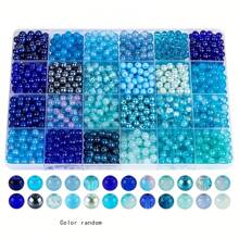 100pcs/720pcs/960pcs 6mm Blue Ocean Fantasy Crystal Glass Beads Bracelet Making Kit, For DIY Necklace, Earrings, Friendship Bracelets, Jewelry, Crafts (Random Color)