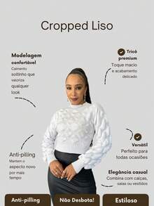 Women's Cropped Blouse Fashion Premium Knitwear Everyday Winter Uzze Tricot - 灰色 - 查看 2
