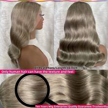 Full Ash Blonde Wavy Wet Lace Frontal Human Hair Wigs For Women 13x4 Transprent Big Lace Grey Slivery Body Wave Short Bob Brazilian Remy Hair 180 Density Suitable For Beginners Pre Plucked Glueless Natural Hairline Honey - Grey - View 7