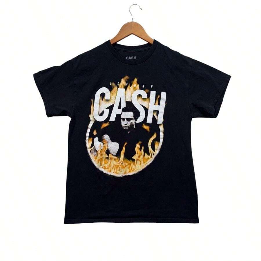 Ring Of Fire T-Shirt Black Tee Y2K Classic Country Music 60s M - màu đen - Xem 1