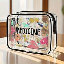 High Quality Fashion Women & Girls Large Capacity Zipper Closure Travel Makeup Organizer Bag, Easy To Clean PVC Cosmetic Pouch, Toiletry Bag, Travel Friendly, TSA Approved