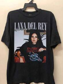 Lana Del Rei T-Shirt Shirt Blouse Unisex Men Women 100% Cotton Top Premium Street Wear New Release Immediate Shipping Various Colors!! Plus Size - 黑色 - 查看 1