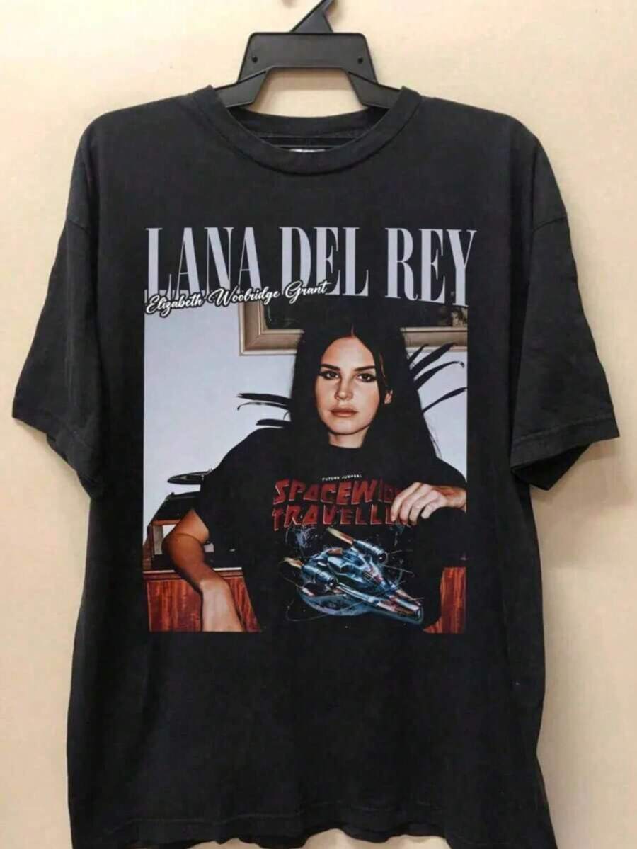 Lana Del Rei T-Shirt Shirt Blouse Unisex Men Women 100% Cotton Top Premium Street Wear New Release Immediate Shipping Various Colors!! Plus Size - 黑色 - 查看 1