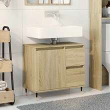 vidaXL Badschrank Sonoma-Eiche 65x33x60 cm Holzwerkstoff - Gelb - Übersicht 1