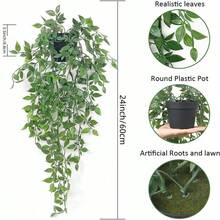 2pcs Artificial Hanging Plants Fake Small Potted Plants Faux Mandala Vines Plastic Greenery Plants For Living Room Shelf Tabletop Decor - Green - View 2