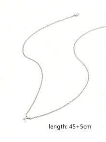 1 chiếc vòng cổ thép không gỉ đính đá Rhinestone cổ điển tối giản thời trang 26 chữ cái tiếng Anh, thích hợp để đeo hàng ngày, món quà tuyệt vời nhất cho trang sức nữ - Bạc - Xem 5