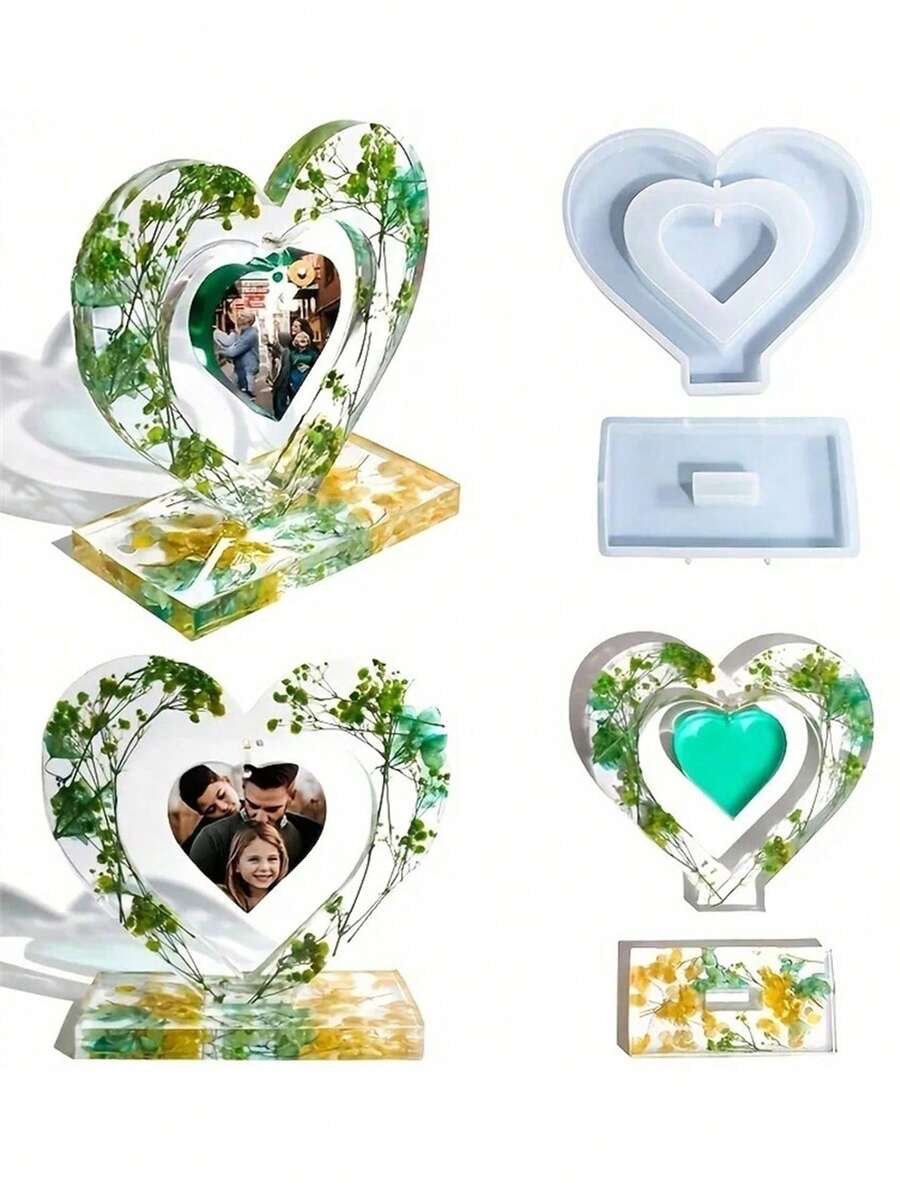 DIY Crystal Epoxy Resin Mold Love Photo Frame Silicone Mold - 白色 - 查看 1