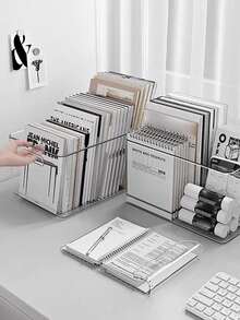 1pc Transparent Desktop Storage Display Box, Suitable For Storing Student Stationery, Snacks, Fruits, Toys, Cosmetics, Beauty Tools, Books, And Other Small Items In Home, Living Room, Kitchen, Cabinet, Drawer-Style Rectangular Multi-Purpose Storage Box