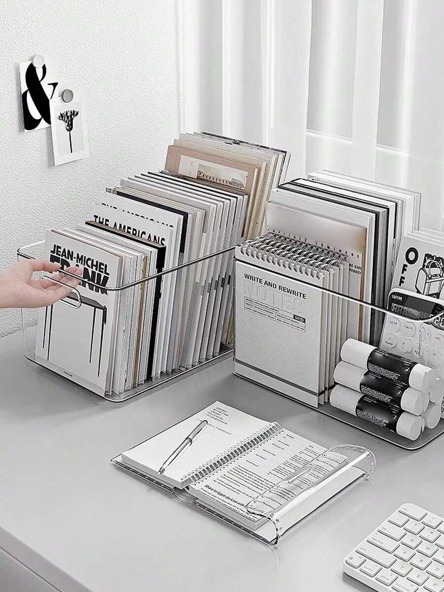 1pc Transparent Desktop Storage Display Box, Suitable For Storing Student Stationery, Snacks, Fruits, Toys, Cosmetics, Beauty Tools, Books, And Other Small Items In Home, Living Room, Kitchen, Cabinet, Drawer-Style Rectangular Multi-Purpose Storage Box