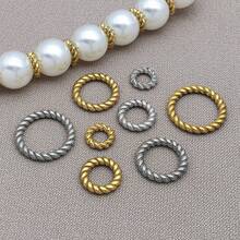 10 piezas de anillos cerrados con flores retorcidas de acero inoxidable, hallazgos de joyería DIY para collares, pulseras, cuentas, cuentas planas, fabricación de joyas de uso diario