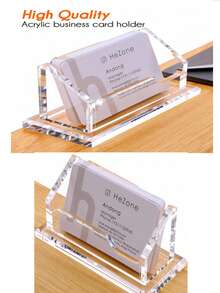 Caja de almacenamiento de tarjetas de escritorio de acrílico, soporte de tarjetas de visita de plástico para suministros de oficina - Multicolor - Ver 1