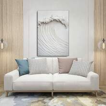 1pc 30x40cm(12x16inch) OriginalWaveWhiteHeavyTeturePainting,WhiteTetureArt,WhiteAbstractOceanWaveWallArt,WhiteMinimalistWaveArtDecor Framed