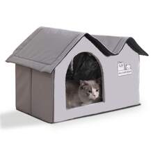 可折叠狗猫窝防水宠物庇护所，采用双顶设计，优雅隔热保暖狗窝，适合中小型犬和猫 - 灰色 - 查看 7