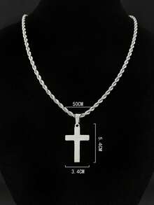 2pcs Set Of Men's Rhinestone-Decorated Cuban Twist Chain Necklace With Cross Pendant, Fashionable And Versatile Accessory For Men And Women, Perfect For Holiday Gifts