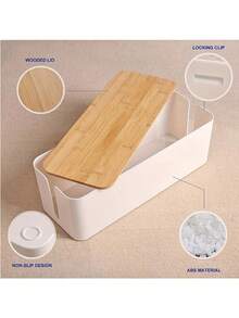 Cable Management Box Cable Organizer With Grain To Hide Cables And Power Rulers Organizer Box For Desktop Reusable Cable Ties, Baskets, Containers And Containers For Home Organization, Storage Containers Cables Storage Box With Lid, High Capacity Cord Organizers, Space Saving Desktop Socket Cable Management Box - White - View 11