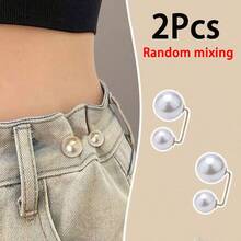 2pcs Pearl Jeans Ankle Clip, Chest Anti Light Needle, Anti Stepping Slipper Buckle, Pants Length Adjuster