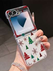 1 pieza Funda plegable para teléfono con elemento de árbol de Navidad, elegante, simple, con efecto esmerilado y lindo, que puede proteger y prevenir caídas: Galaxy Z Flip 3/Z Flip 4/Z Flip 5/Z Flip 6/Z , OPPO Find N3 Flip, Razr 50 Ultra, Razr 60 Ultra, Razr 60, Razr 50, MIX Flip