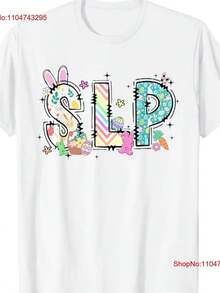 Spring Speech Language Pathologist Easter Bunny SLP ASL T Shirt Vintage Washed Soft Designer Clothes Homme Streetwear - 白色 - 查看 1