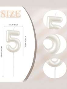 6cm White Numeral Candles 0-9, Birthday, Anniversary, Birthday Party Cake Decoration Candles